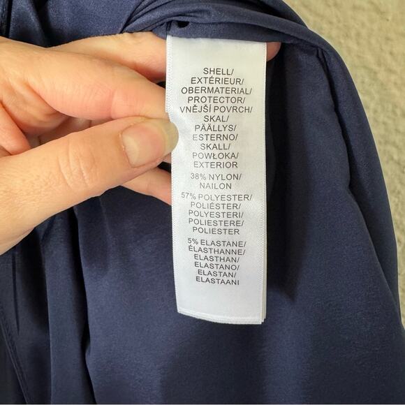 Aidan Mattox Navy Blue Off the Shoulder Ruffled Midi Dress Size 8 - Picture 5 of 6